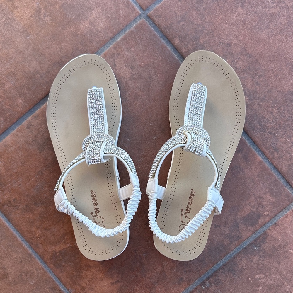 Elegant Rhinestone Sandals - White - Picture 4 of 4